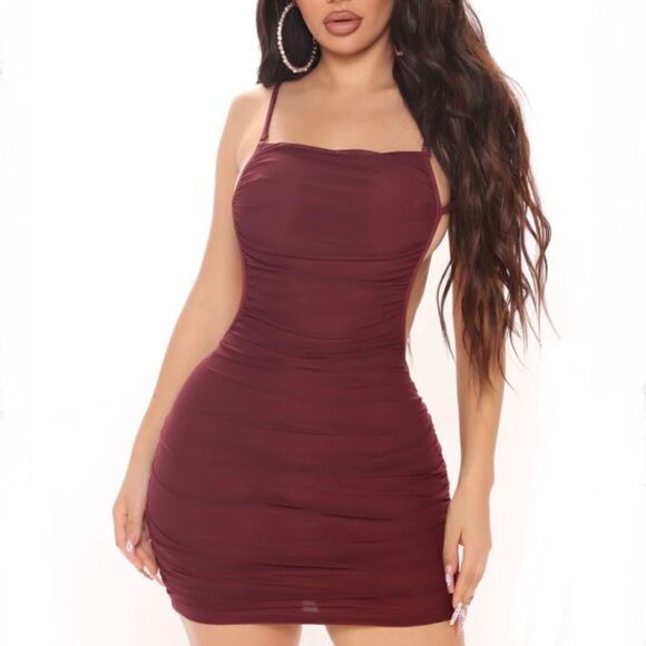 🪦 NWT Tick Tock Mesh Mini Dress chocolate size medium - Picture 1 of 9